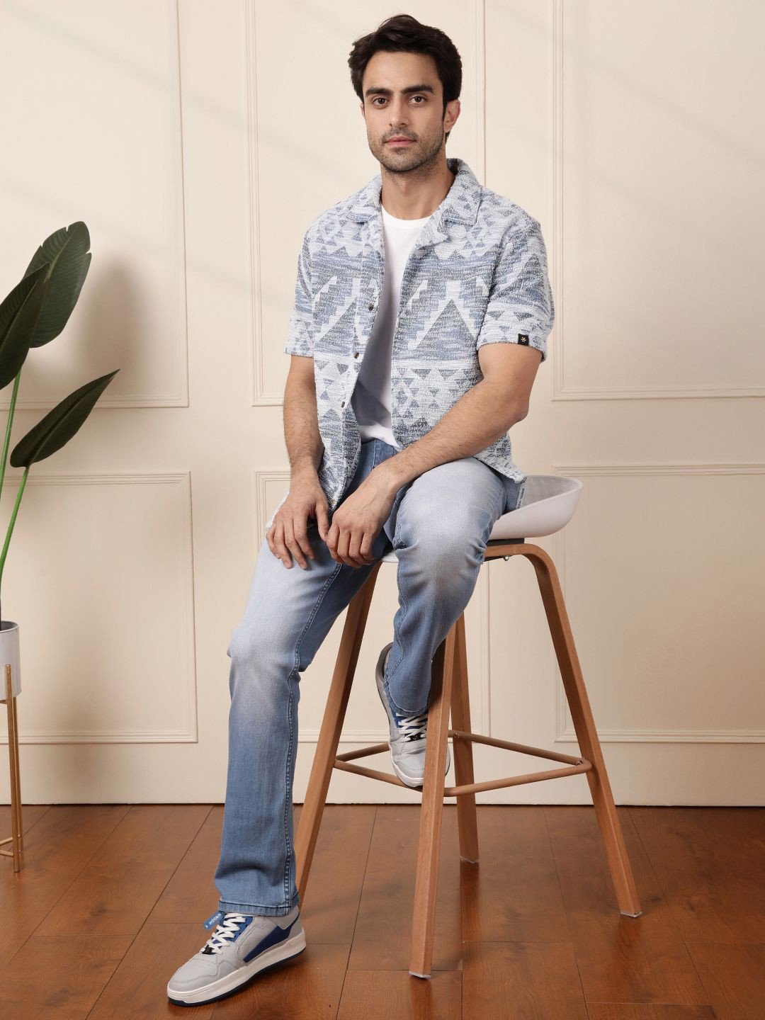 Men Comfort Fit Cuban Collar Textured Cotton Casual Shirt - Image 5